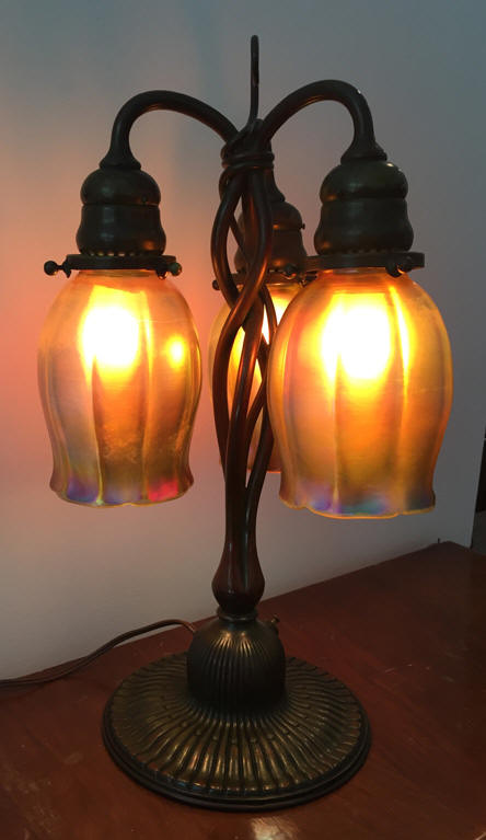 Tiffany Desk And Favrile Lamps Damascene Shades And Glass