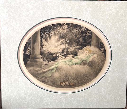 LOUIS ICART ETCHING SLEEPING BEAUTY