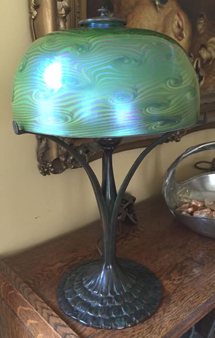 Tiffany Desk and Favrile Lamps Damascene Shades and Glass