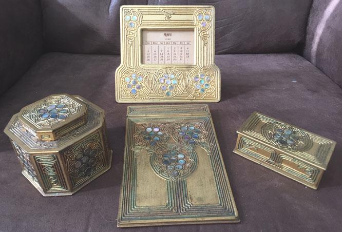 tiffany studios abalone 4 piece set