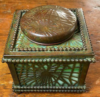 tiffany studios pine needle inkwell