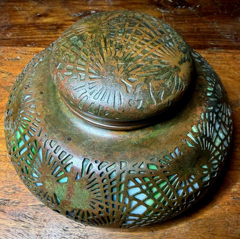 tiffany studios pine needle inkwell